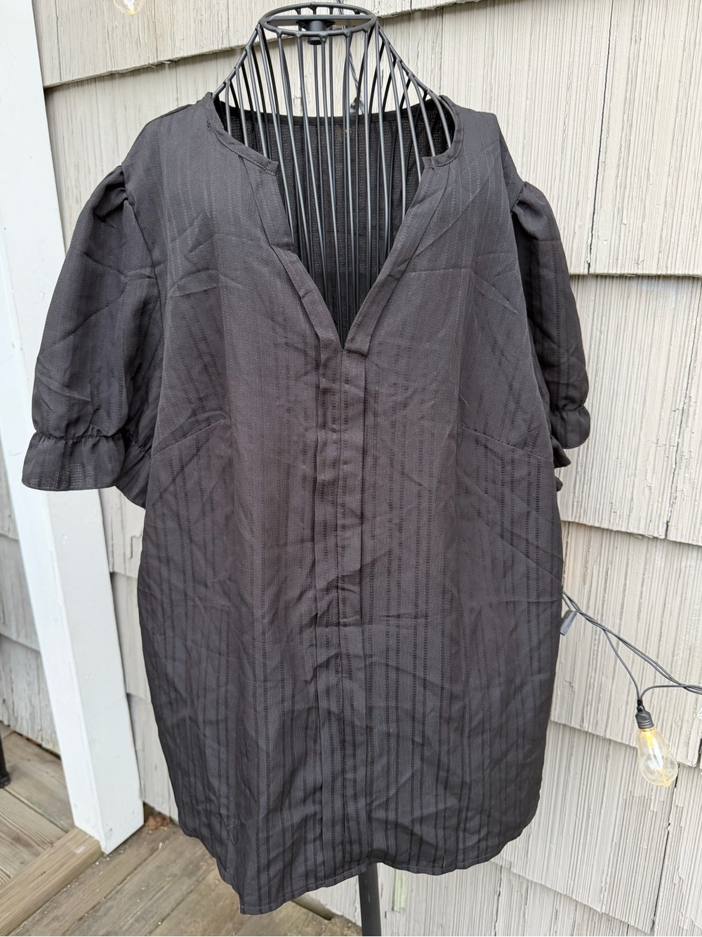 SHEIN Black Dress with V-Neck Label Detail